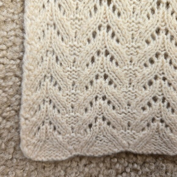 Cashmere Pointelle Scarf Ivory - Picture 9 of 12